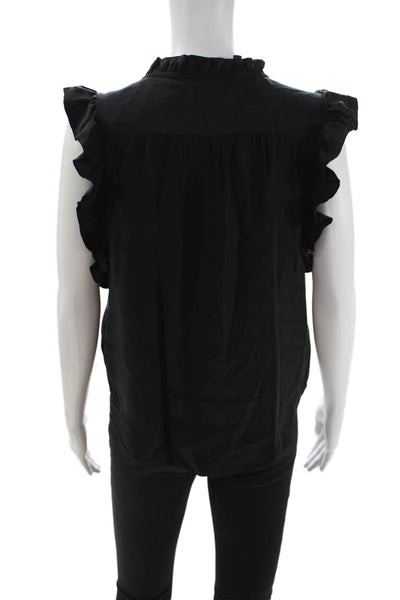 Frame Womens Black Solid Sleeveless Button Up Blouse Polyester Size S