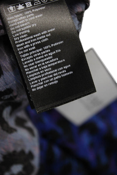 Ba&Sh Womens Black Leopard High Neck Long Sleeve Tie Blouse Size 4