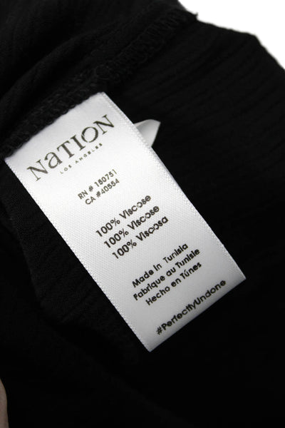 Nation Los Angeles Women Black V Neck Viscose 3/4 Sleeve Blouse Size S