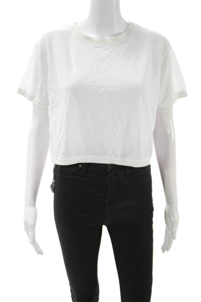 Koral Womens Cropped T-Shirt White Crew Neck Short Sleeve Size M