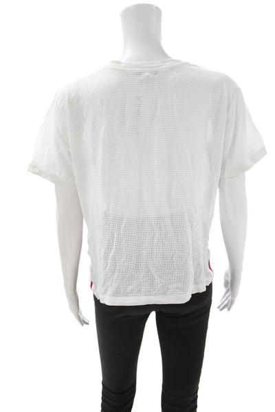 Koral Womens Cropped T-Shirt White Crew Neck Short Sleeve Size M