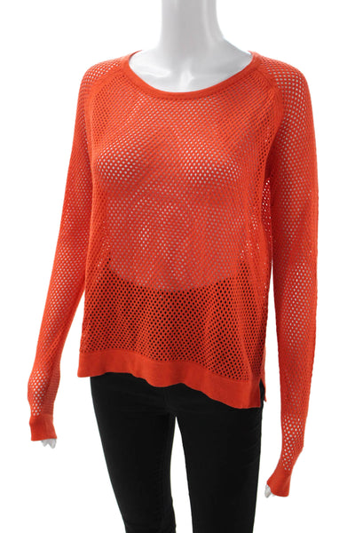 Sweet Romeo Women Orange Pullover Sweater Round Neck Long Sleeve Size M