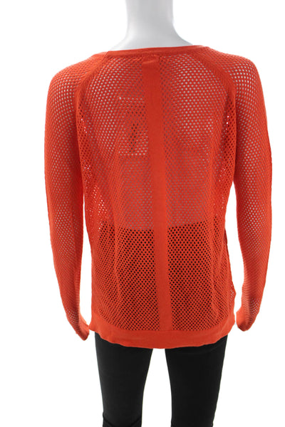 Sweet Romeo Women Orange Pullover Sweater Round Neck Long Sleeve Size M