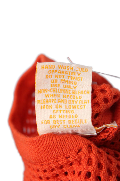 Sweet Romeo Women Orange Pullover Sweater Round Neck Long Sleeve Size M