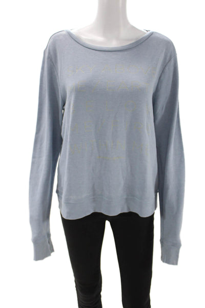 Spiritual Gangster Women Light Blue Graphic Pullover Sweatshirt Size L