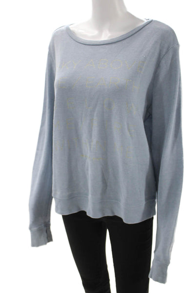 Spiritual Gangster Women Light Blue Graphic Pullover Sweatshirt Size L