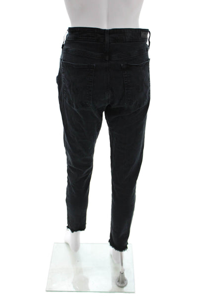 AG Adriano Goldschmied Womens High Rise Ankle Cropped Jeans Black Size 32