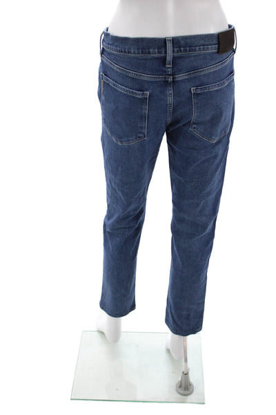 Paige Women Ankle Cropped Blue Mid Rise Jeans Button Size 31