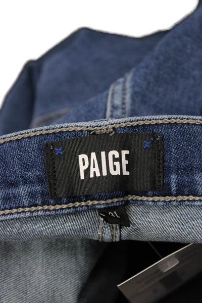Paige Women Ankle Cropped Blue Mid Rise Jeans Button Size 31
