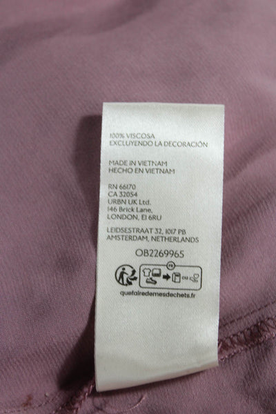 Free People Women Collared Long Sleeve Purple Viscose Blouse Size XS