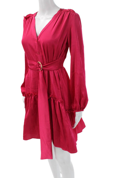 Taylor Womens Fit & Flare Shirt Dress Red V Neck Long Sleeve Polyester Size 2