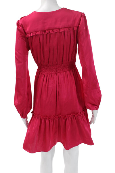 Taylor Womens Fit & Flare Shirt Dress Red V Neck Long Sleeve Polyester Size 2