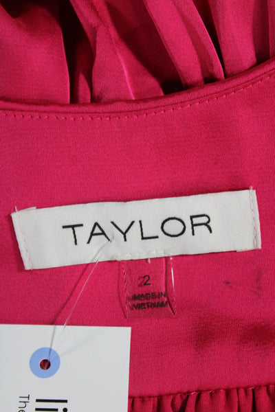 Taylor Womens Fit & Flare Shirt Dress Red V Neck Long Sleeve Polyester Size 2