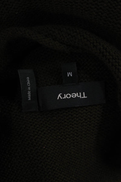 Theory Womens Cashmere Mock Neck Pullover Sweater Green Long Sleeve Size M