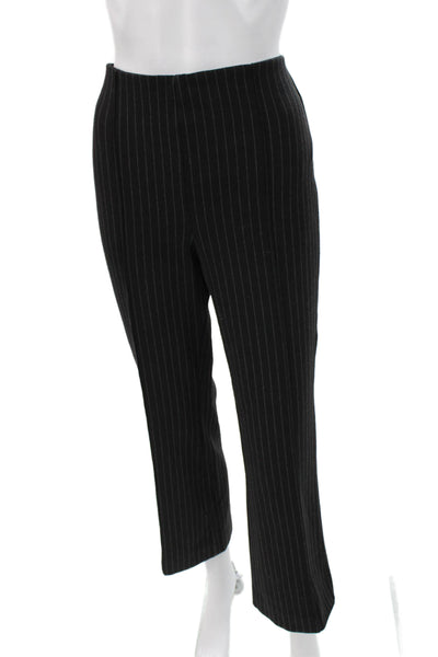 Maeve Anthropologie Women Black Striped Ankle Cropped Dress Pants Size M