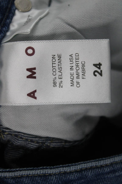 Amo Women Straight Pencil Skirt Blue Cotton Knee Length Size 24