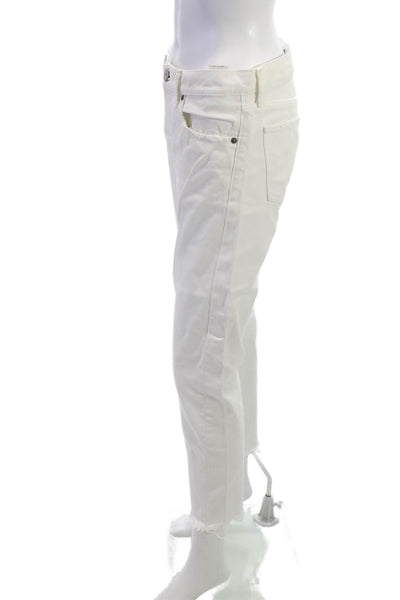Moussy Women Cropped Ankle Pants White 100% Cotton Mid Rise Size 27