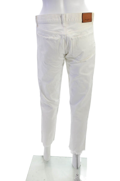 Moussy Women Cropped Ankle Pants White 100% Cotton Mid Rise Size 27