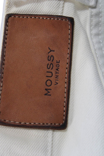 Moussy Women Cropped Ankle Pants White 100% Cotton Mid Rise Size 27