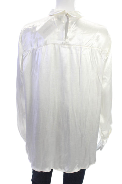 Zara Basic Women Collared White Button Up Long Sleeve Blouse Size XL