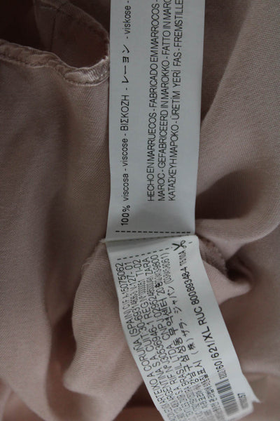 Zara Basic Women Pink Collared Viscose Long Sleeve Blouse Size XL