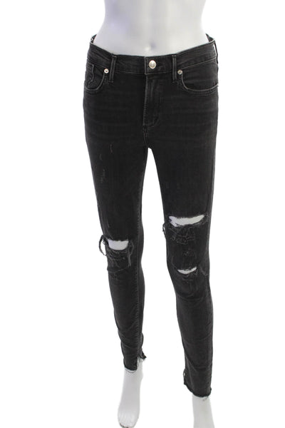 Agolde Women Black Skinny Ankle Jeans Button Fly Size 28