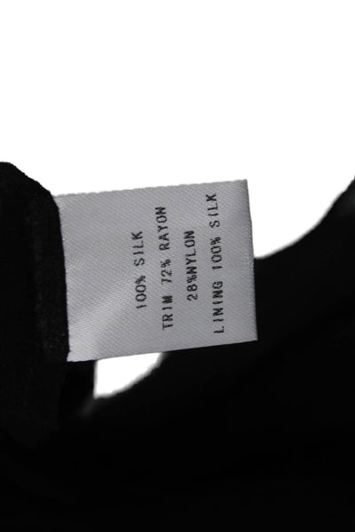 Jonathan Simkhai Women Shift Dress Black Silk Short Sleeve Round Neck Size M