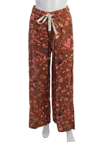 A.L.C. Womens Bohemian Floral Linen Drawstring Pants Brown Size 0