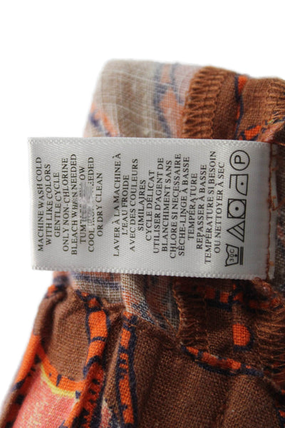 A.L.C. Womens Bohemian Floral Linen Drawstring Pants Brown Size 0