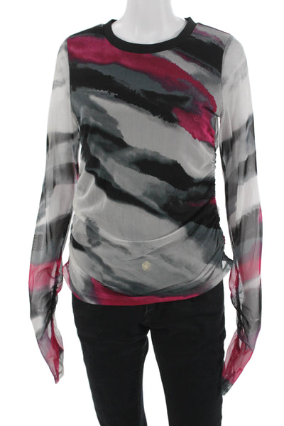 DKNY Womens Black Long Sleeve Crewneck Blouse Polyester Size S