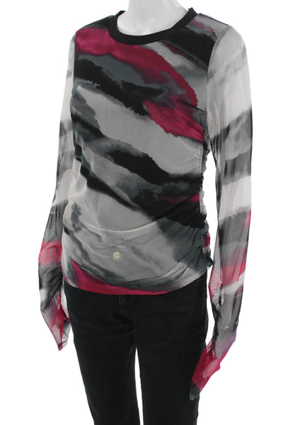 DKNY Womens Black Long Sleeve Crewneck Blouse Polyester Size S
