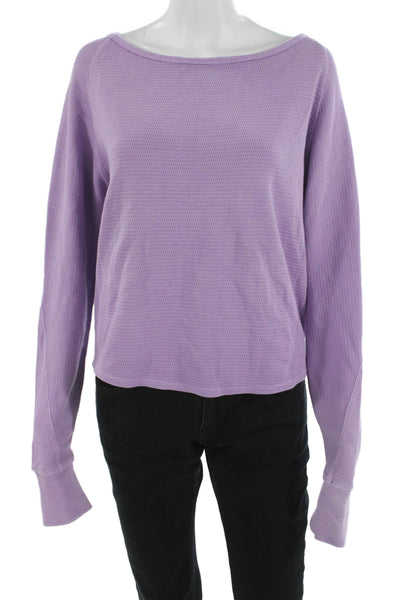 We The Free Women Pullover Sweater Purple Round Neck Long Sleeve Size XS