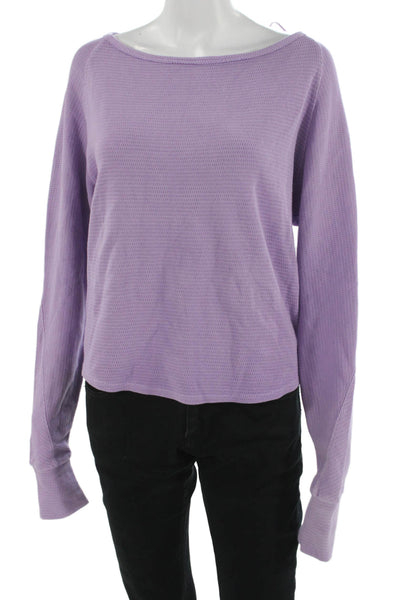 We The Free Women Pullover Sweater Purple Round Neck Long Sleeve Size XS