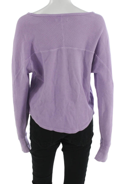 We The Free Women Pullover Sweater Purple Round Neck Long Sleeve Size XS