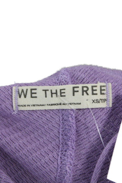 We The Free Women Pullover Sweater Purple Round Neck Long Sleeve Size XS