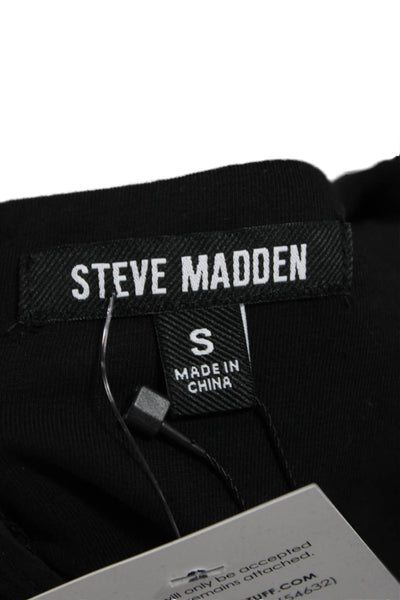 Steve Madden Women Black Square Neck Long Sleeve Blouse Size S