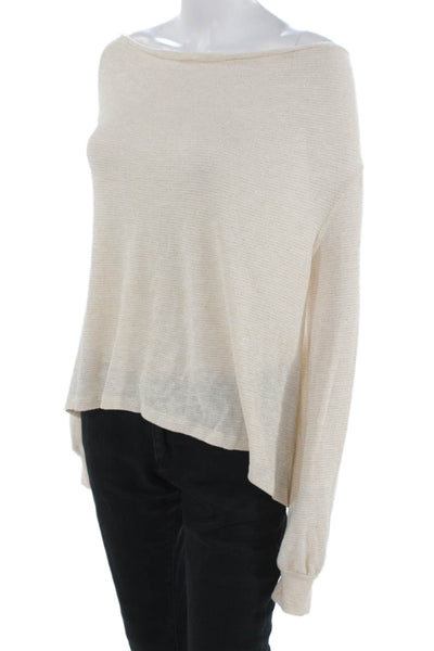 Free People Women Striped Pullover Sweater Beige Longsleeve Boho Size XS