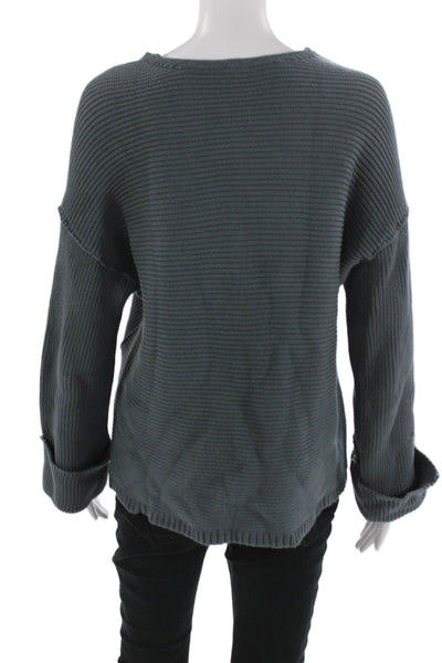 Free People Womens Pullover V-Neck Sweater Dark Gray 100% Cotton Size XS