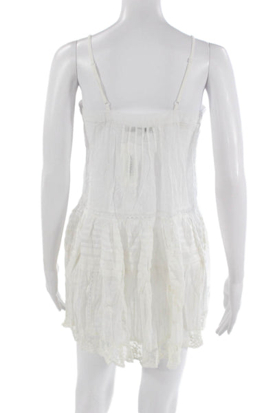 Pour Les Femmes Womens Slip Dress White Cotton Sleeveless Boho Short Size S
