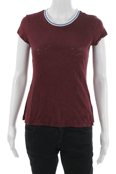 Goldie Women Ringer T-Shirt Red Crew Neck Short Sleeve Size XS