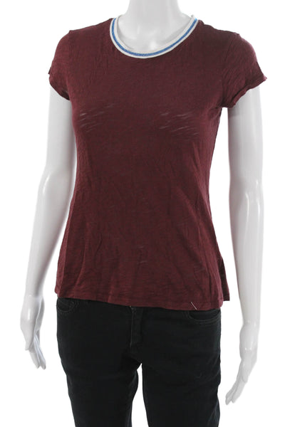Goldie Women Ringer T-Shirt Red Crew Neck Short Sleeve Size XS