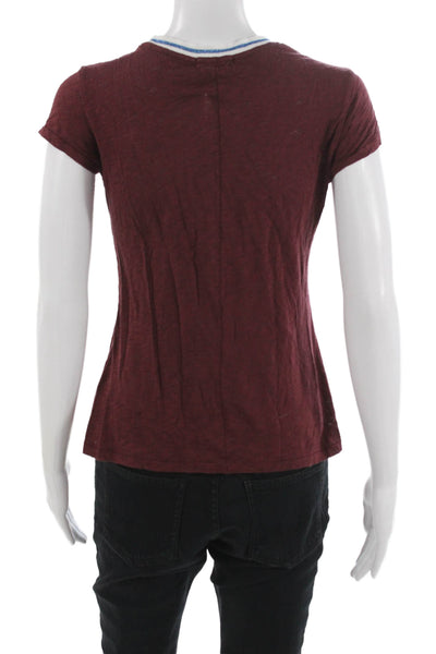Goldie Women Ringer T-Shirt Red Crew Neck Short Sleeve Size XS