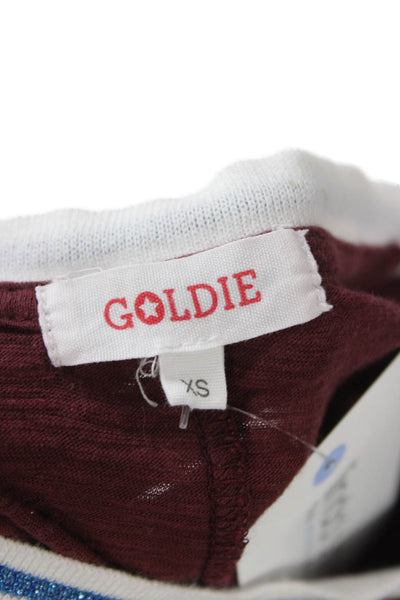 Goldie Women Ringer T-Shirt Red Crew Neck Short Sleeve Size XS