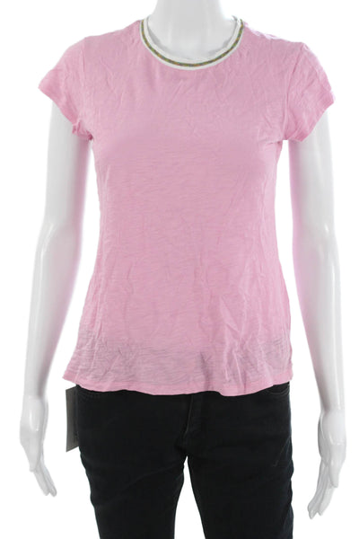 Goldie Womens Pink Ringer Tee Short Sleeve Crew Neck Viscose Size XS