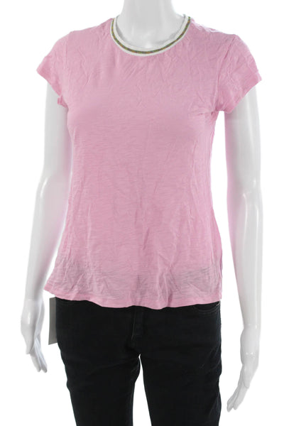 Goldie Womens Pink Ringer Tee Short Sleeve Crew Neck Viscose Size XS