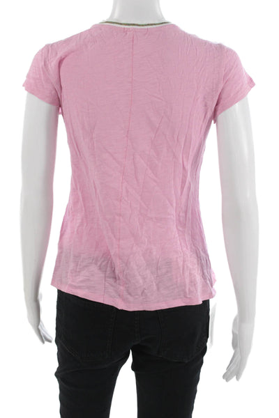 Goldie Womens Pink Ringer Tee Short Sleeve Crew Neck Viscose Size XS