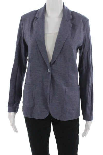 Majestic Filatures Women Dark Blue Collared Blazer Long Sleeve Viscose Size 1