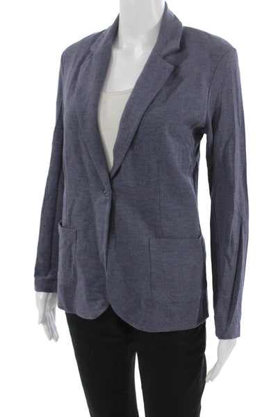 Majestic Filatures Women Dark Blue Collared Blazer Long Sleeve Viscose Size 1