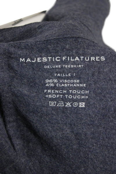 Majestic Filatures Women Dark Blue Collared Blazer Long Sleeve Viscose Size 1