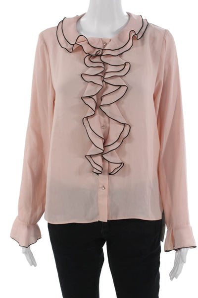 Zara Women Classic Solid Pink Long Sleeve Button Up Blouse Size S